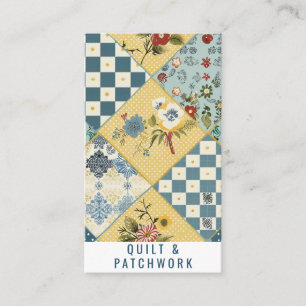 Blaue Gelbe Patchwork-Quilt-Handmade-Kleidung  Visitenkarte