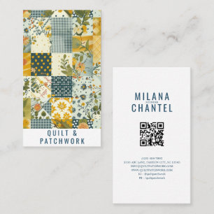 Blaue Gelbe Patchwork-Quilt-Handmade-Kleidung  Visitenkarte