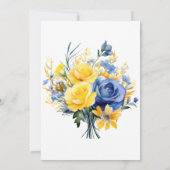 Blaue gelbe Peony Watercolor Brunch und Bubbly Einladung (Rückseite)