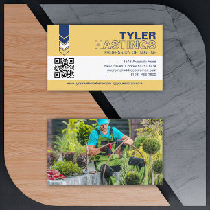 Blaue Gelbe Pfeile QR-Code Foto Vorlage Visitenkarte
