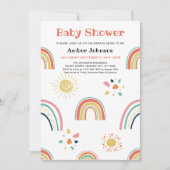 Blaue gelbe Regenbogen Niedliche Girl Baby Dusche Einladung (Vorderseite)