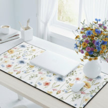 Blaue Gelbe Rosa Florale Wildblumen-Schreibtischun