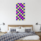 Blaue Gelbe Rosa Karomuster-Design  Leinwanddruck (Insitu (Schlafzimmer))