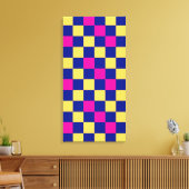 Blaue Gelbe Rosa Karomuster-Design  Leinwanddruck (Insitu (Wohnzimmer))