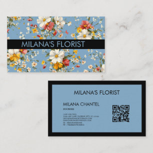 Blaue Gelbe Rote Daisy Moderne Trendige Blume Flor Visitenkarte