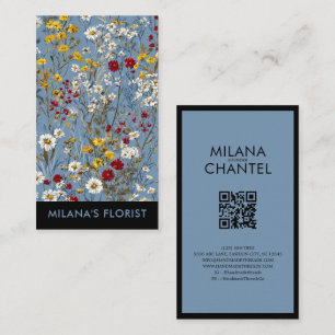 Blaue Gelbe Rote Daisy Moderne Trendige Blume Flor Visitenkarte