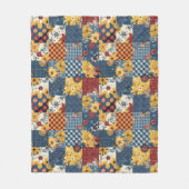 Blaue Gelbe Rote Patchwork-Quiltdecke Gingham Blum Fleecedecke (Vorderseite)