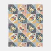 Blaue Gelbe Rote Patchwork-Quiltdecke Gingham Blum Fleecedecke (Vorderseite)