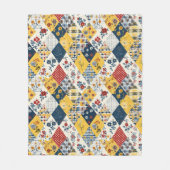 Blaue Gelbe Rote Quilt-Patchwork-Gingham-Blumenmus Fleecedecke (Vorderseite)