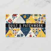 Blaue Gelbe Rote Quilt-Patchwork-Handmade-Kleidung Visitenkarte (Vorderseite)
