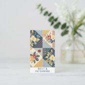 Blaue Gelbe Rote Quilt-Patchwork-Handmade-Kleidung Visitenkarte (Stehend Vorderseite)