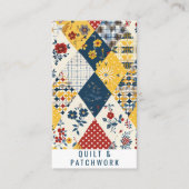 Blaue Gelbe Rote Quilt-Patchwork-Handmade-Kleidung Visitenkarte (Vorderseite)