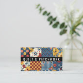 Blaue Gelbe Rote Quilt-Patchwork-Handmade-Kleidung Visitenkarte (Stehend Vorderseite)