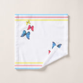 Blaue Gelbe Schmetterlinge Badhandtuch Set (Waschlappen)