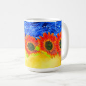 Blaue Gelbe Sonnenblume Ukraine Thema Kaffeetasse (VorderseiteRechts)