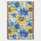 Blaue Gelbe Sonnenblumen Decke (Vorderseite Vertikal)