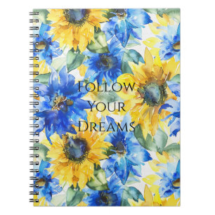 Blaue Gelbe Sonnenblumen Notizblock