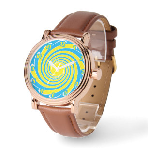 Blaue & Gelbe Spirale Armbanduhr