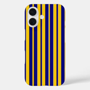 Blaue gelbe stilvolle Streifenmuster-Design iPhone 16 Hülle