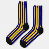 Blaue gelbe stilvolle Streifenmuster-Design  Socken (Linkes Detail)