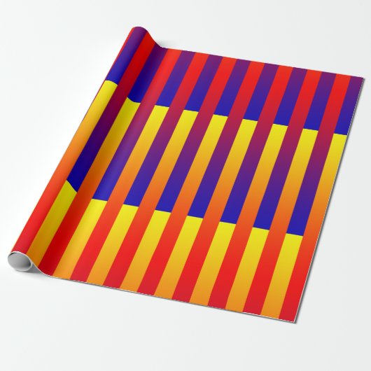 Blaue gelbe Streifen Geschenkpapier (Ungerollt)