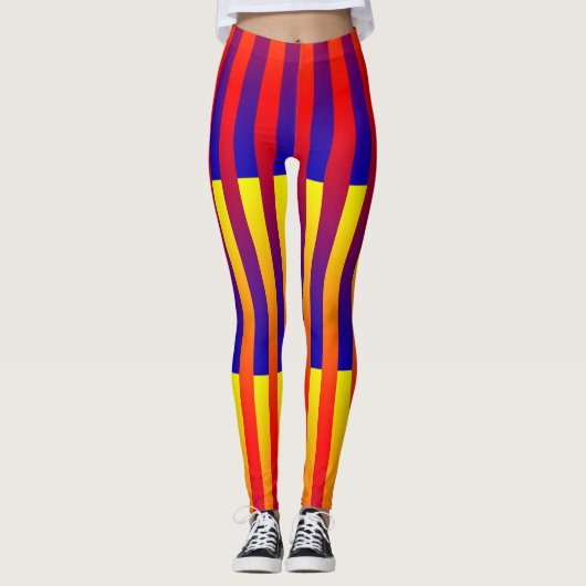 Blaue gelbe Streifen Leggings (Vorderseite)