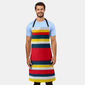 Blaue gelbe Streifen Schürze (Getragen)