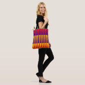 Blaue gelbe Streifen Tasche (Am Model)