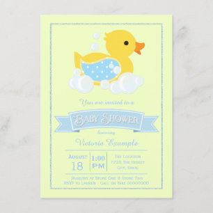 Blaue gelbe süße Gummiente Baby Shower Einladung