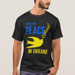 Blaue Gelbe Taube beten für den Frieden Ukraine Uk T-Shirt