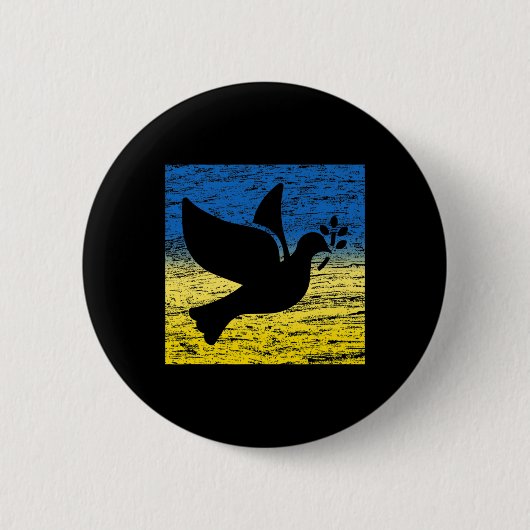 Blaue Gelbe Ukraine-Flagge Taube Ukrainischer Frie Button (Vorderseite)