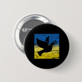 Blaue Gelbe Ukraine-Flagge Taube Ukrainischer Frie Button (Vorne & Hinten)