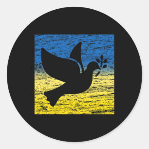 Blaue Gelbe Ukraine-Flagge Taube Ukrainischer Frie Runder Aufkleber