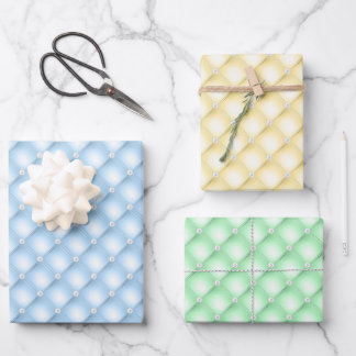 Blaue, gelbe und grüne Perlen Geschenkpapier Set