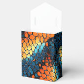 Blaue, gelbe und orangefarbene Schlangenhaut Geschenkschachtel (Geöffnet)
