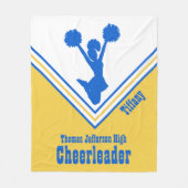 Blaue gelbe und weiße Cheerleader-Fleece-Decke Fleecedecke (Vorderseite)