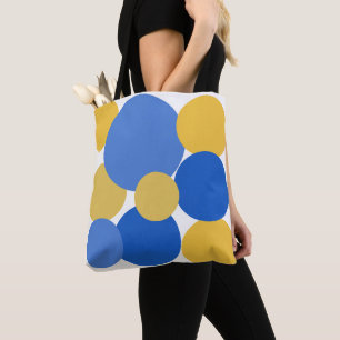 Blaue, gelbe und weiße Polka-Punkte Tasche