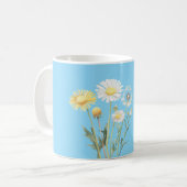 Blaue Gelbe Weiße Blumen Kaffeetasse (Vorderseite Links)