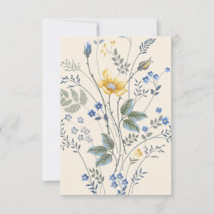 Blaue & Gelbe Wildblumen-Antwortkarte RSVP Karte