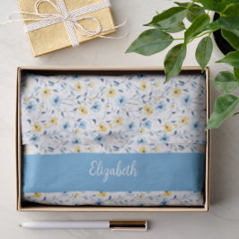 Blaue Gelbe Wildblumen-Wasserfarbe Benutzerdefinie Seidenpapier