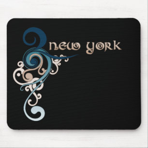 Blaue gelockte Dunkelheit Strudel-New York Mousepad