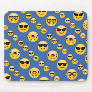 Blaue gemusterte Gläser Emojis Mousepad