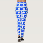 Blaue Gemusterte Yogapflanzen Leggings (Rückseite)