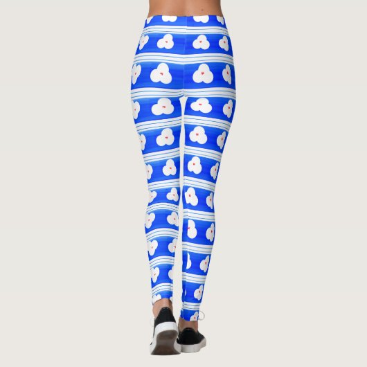 Blaue Gemusterte Yogapflanzen Leggings (Rückseite)