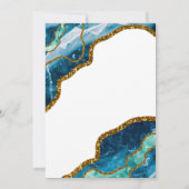 Blaue Geode Agate Gold Cross Taufe Einladung (Rückseite)