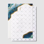 Blaue Geode Agate Gold Cross Taufe Pergament Einladungen (Versetzt (Einladung))