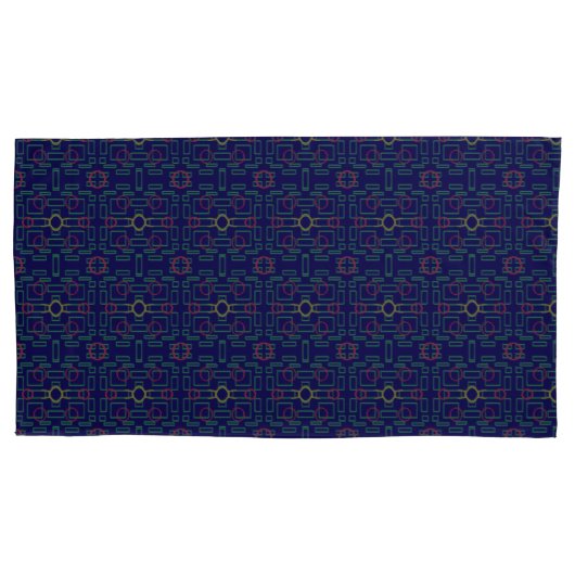 Blaue Geometrie Kissenbezug (Vorderseite-Links)