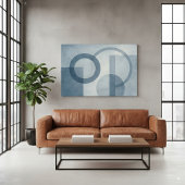 Blaue geometrische Abstrakte Formen Wasserfarben K Leinwanddruck