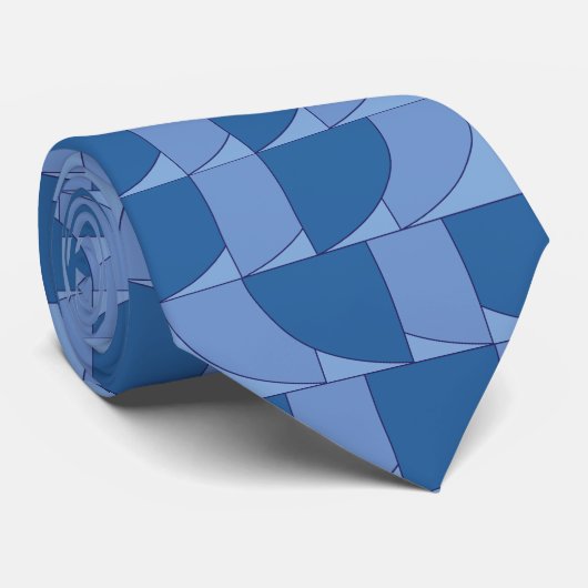 Blaue geometrische Abstrakte Kunst Krawatte (Gerollt)