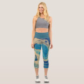 Blaue geometrische Abstrakte Waves Capri Leggings (Vorderseite)